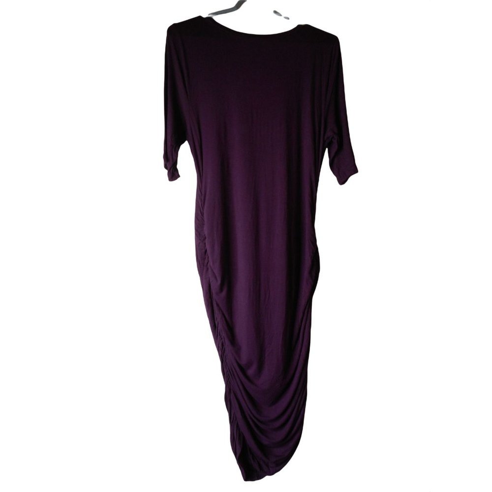 Maternity Motherhood Sz L Purple knit Dress Ruched sides short sleeve - Picture 4 of 4